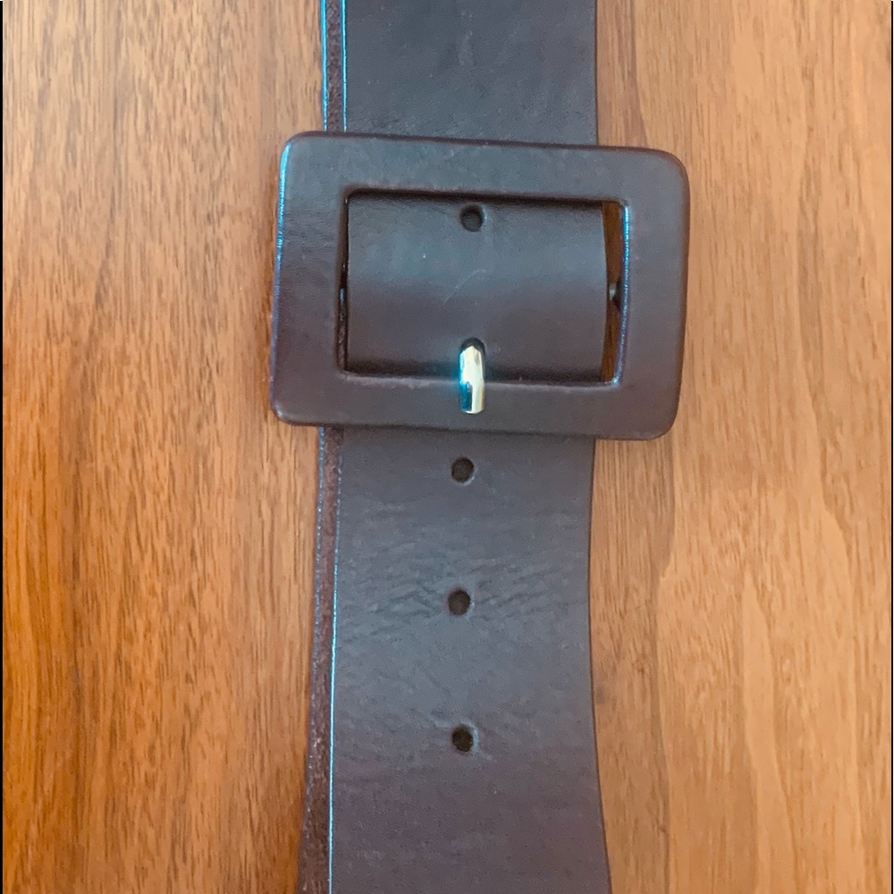 Calvin Klein Brown Leather Belt w/Large Leather covered Buckle